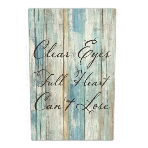 Vrurinss Wood Plaque Wall Hanging Sign Quote Clear Eyes Full Heart Can't Lose Decoration Wall Art Hanging Sign Motivational Garden Signs Courtyard Living Room Decorations for Wall 8x12 Inch