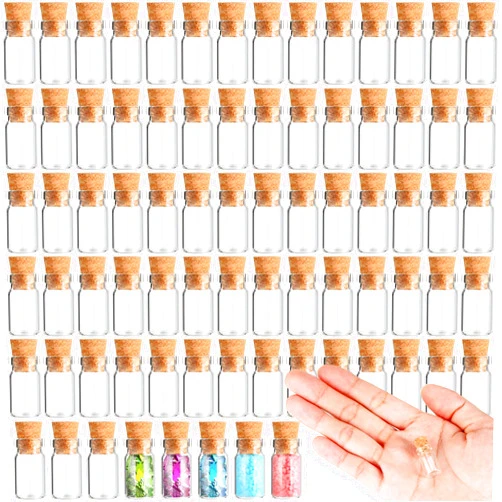 Thyle 200 Pieces 1ml Tiny Clear Glass Jars Bottles with Cork Stoppers Mini Clear Bottles for Necklace Bracelet Pendants Arts Crafts Projects Decoration Party Favors 18 mm x 10 mm