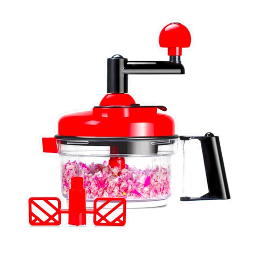 Cambom Manual Food Chopper Vegetable Chopper Hand Food Processor, Mixer, Blender, Whipper, Egg White Separator, Mincer, Grinder, Dicer with Clear Container 1200ml BPA Free Strong