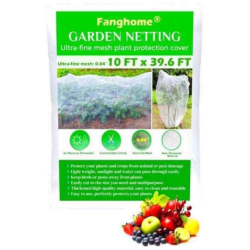 Fanghome Garden Netting for Raised Beds,10ft x 39.6ft Plant Covers,Insect Netting for Garden,Garden Bird Netting with Ultra-fine Mesh for Protection from Birds,Pests - for Fruits,Plants,Vegetables,Trees