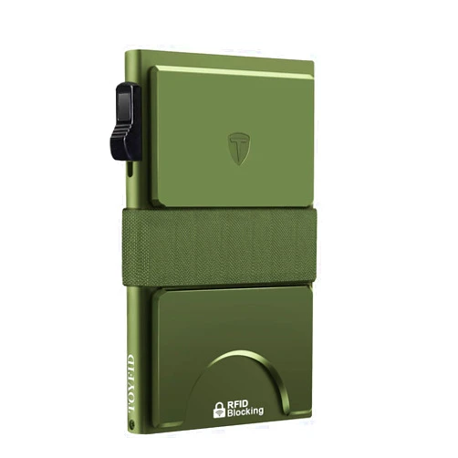 TOYFID Minimalist Wallet for Men,Slim Wallet for Men,Card Holder Metal Wallet,Pop Up Wallet for Men, Aluminum Card Holder, Quick Access to Cards, Rfid Blocking Protection,12+ Credit Cards (Green)