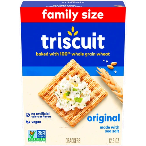 Triscuit Original Whole Grain Wheat Crackers, Vegan Crackers, Family Size, 12.5 oz