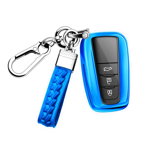 N\W NW for Key Fob Cover with Soft TPU 360 Deree Protection Key Cover Compatible with 2020-2024 Camry RAV4 Highlander Avalon C-HR Prius Corolla GT86 Smart Key Fob Shell (Blue)
