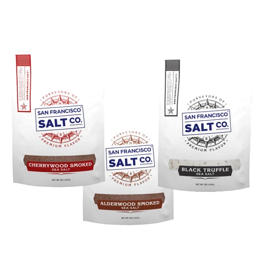 San Francisco Salt Company Gourmet Salt Bundle (3 x 5 Oz Bags) - Black Truffle Salt + Alderwood Smoked Salt + Cherrywood Smoked Salt, Flavored Kosher Salt for Smokey & Savory Flavors, Non-GMO