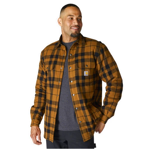 Carhartt Men's Relaxed Fit Flannel Sherpa-Lined Shirt Jac
