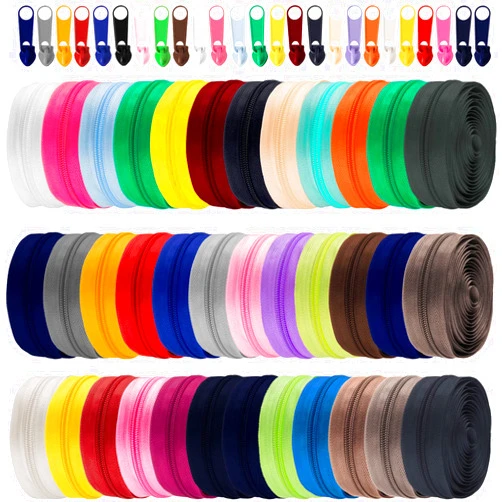 Hoteam 36 Yards 36 Pieces Zipper by The Yard #5 Nylon Coil Zippers for Sewing with 180 Sliders for DIY Tailor Sewing Crafts Supplies, 36 Colors
