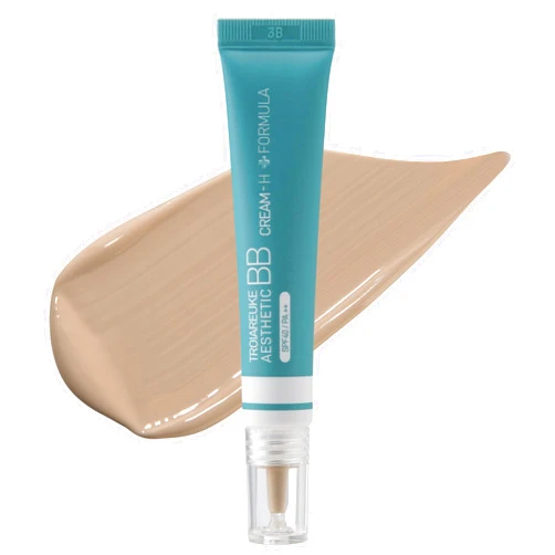TROIAREUKE Aesthetic BB Cream H+ Formula SPF50+ PA+++, Lightweight Blemish Balm, Tinted Moisturizer with Medium Coverage, Lasting Foundation Makeup Base for Oily Skin | Korean Beauty Makeup