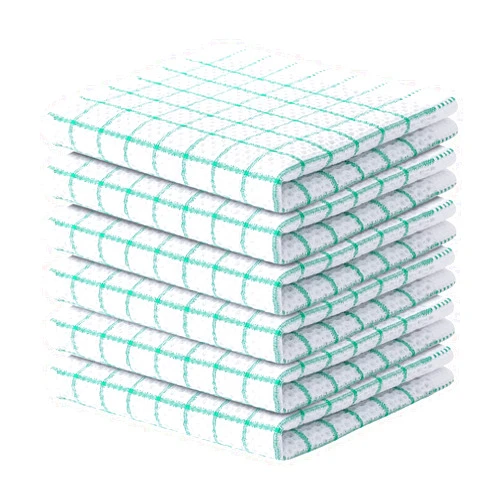 Fintale 100% Cotton Dish Cloths - Soft, Super Absorbent and No Lint Dish Towels for Kitchen - Good for Drying and Washing Dishes - 6 Pack (Lattice Designed, Teal) - 12 x 12 Inches