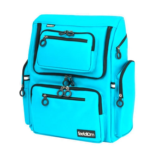 FEELDOM Star - Deluxe Wheelchair Bag, Water-Resistant,Heavy Duty, Insulated (Aqua Blue Z-series/Orange Lining/BlackRings)