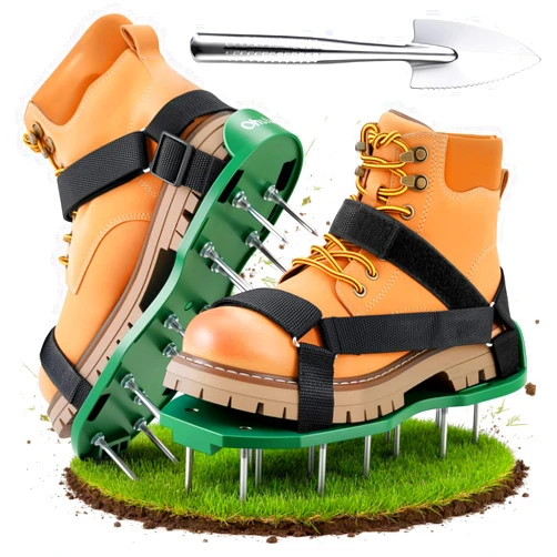 Ohuhu Lawn Aerator Shoes with Hook & Loop Straps, All New Unique Design Free-Installation Heavy Duty Spiked Aerating Sandals, One-Size-Fits-All for Yard Patio Lawn Garden