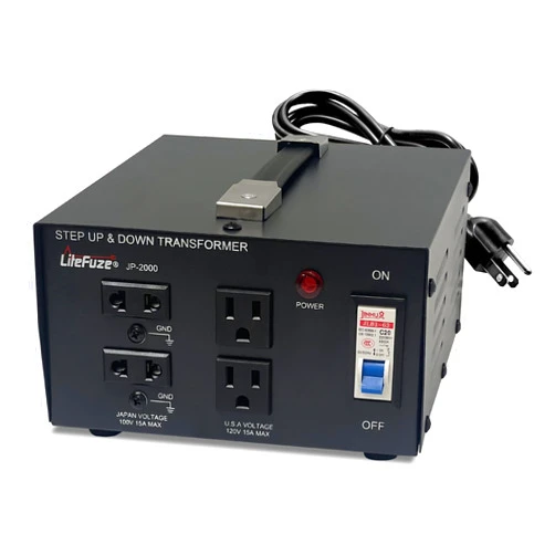 LiteFuze 2000 Watt Japan Voltage Converter Transformer Step Up/Down - 100v to 120v / 120v to 100v Japanese Power Converter - Fully Grounded Cord CE Certified