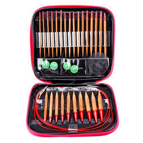 Eatbuy Circular Knitting Needles Set,13 Sizes Interchangeable Carbonized Bamboo Needles Set Crochet Needle with Storage Bag for DIY Handmade Knitting Projects