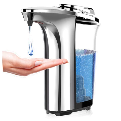 PZOTRUF Automatic Soap Dispenser, Touchless Dish Soap Dispenser 17oz/500ml with Infrared Sensor, 5 Adjustable Soap Levels, Liquid Hand Soap Dispenser for Bathroom Kitchen (Silver)