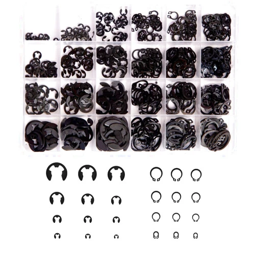 Mariyandh 324Pcs E-Clips Assortment Set(2.0mm-12mm) and External Retaining Rings, Snap Rings Assortment Kit,C Clips Assortment (M5-M16),Carbon Steel Circlip 24 Sizes