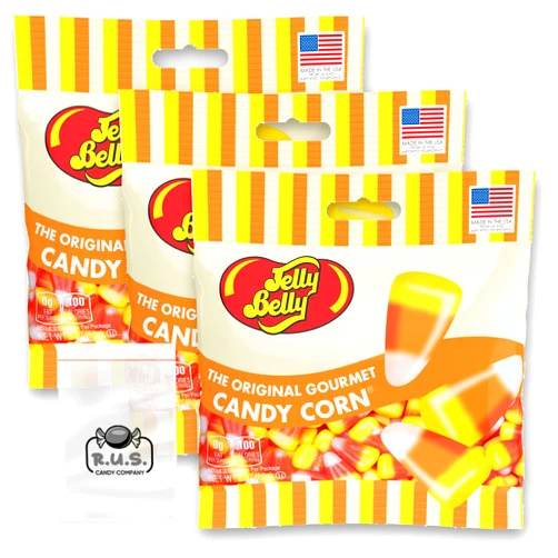 R.U.S. Candy Jelly Belly Candy Corn Jelly Beans- 3 Pack - 3.0 oz each, Gourmet Jelly Beans - Candy Cornucopia of Fun! Perfect Candy Mix for Sweet Smiles and Playful Snacking this pack comes with with 1 R.U.S. Candy Company pocket size travel bag (Candy Corn)