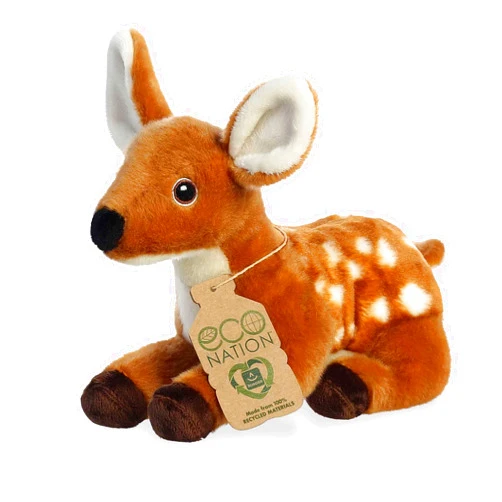Aurora® Eco-Friendly Eco Nation™ Fawn Stuffed Animal - Environmental Consciousness - Recycled Materials - Brown 9 Inches
