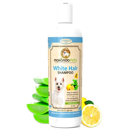 Makondo Pets Dog Whitening Shampoo– for Dogs with White Light Colored Hair Coat Fur–White Haired Pets Shampoo for Itching Dry Sensitive Skin. Non Toxic Formula