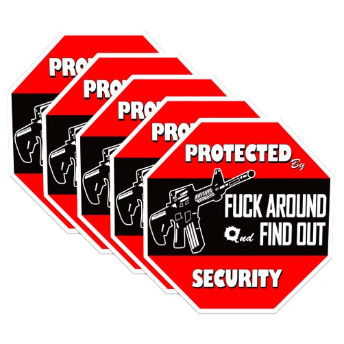 OCQOTAT FAFO Security Warning Sign Stickers - 5 Pack Protected by Fuck Around and Find Out Sticker 6