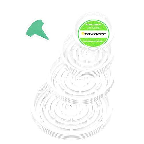 GROWNEER 24 Pack of 6, 8, 10, 12 Inches Clear Plant Saucers Flower Pot Trays, with 15 Pcs Plant Labels, Plastic Plant Drip Trays for Indoor Outdoor Plants Garden, Assorted 4 Sizes, 6pcs of Each Size