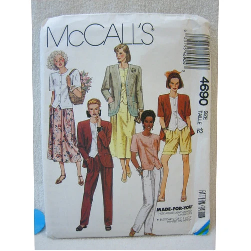McCall's Pattern 4690 - Misses' Unlined Jacket, Top, Skirt, Pants and Shorts - Size 12