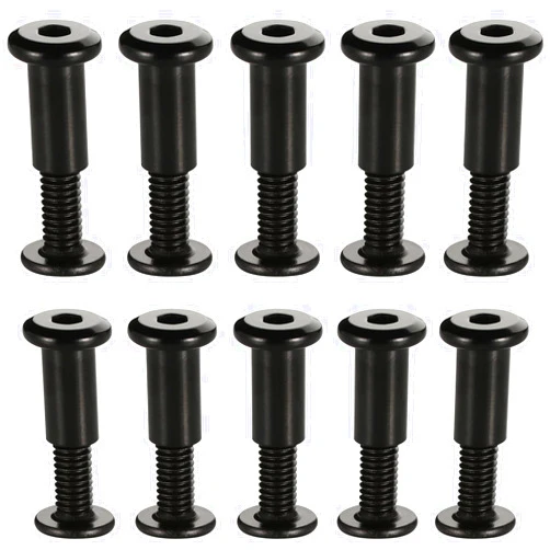 MewuDecor M6 x 25mm Socket Cap Furniture Bolts with Barrel Nuts for Furniture Cots Beds Crib and Chairs, Carbon Steel, Black Oxide, 10 Sets