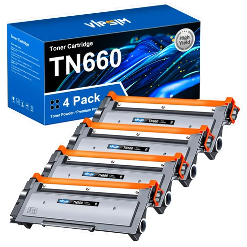 VIPSIM TN660 Toner Cartridge Brother Printer - Replacement with Brother TN 660 TN-660 TN630 High Yield to use with HL-L2380DW HL-L2320D HL-L2340DW DCP-L2540DW MFC-L2700DW MFC-L2720DW Printer (Black, 4 Pack)