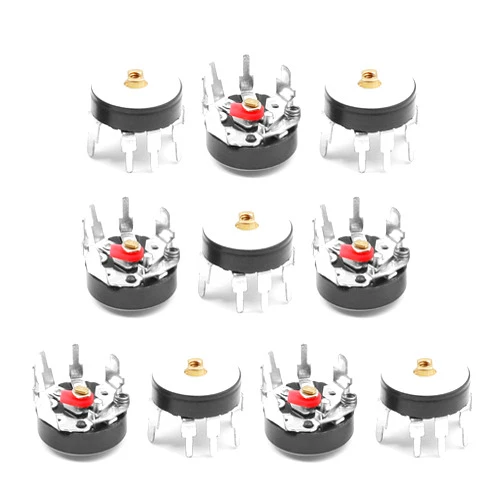 Juvielich 10Pcs Potentiometer 10K Ohm 3 Pins Adjustment Carbon Film Dial Wheel Potentiometer with On/Off Switch for Audio Volume Control RV 12MM B103