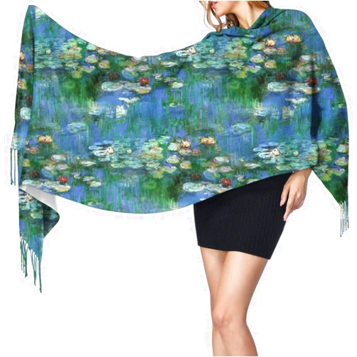 JustShine Co.,Ltd Womens Scarf Cashmere Feel Shawl claude monet water lilies 1916 Large Long Wraps Soft Warm Blanket Scarves