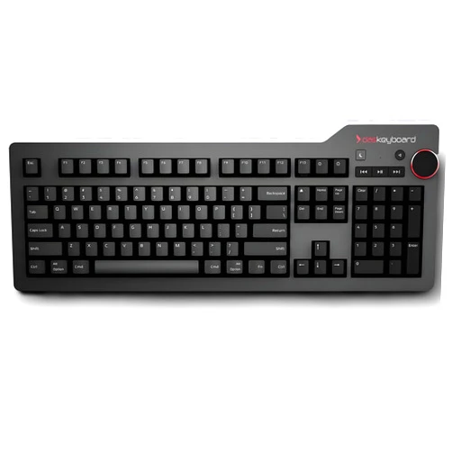 Das Keyboard 4 Professional for Mac Wired Mechanical Keyboard, Cherry MX Brown Mechanical Switches, 2-Port USB 3.0 Hub, Volume Knob, Aluminum Top (104 Keys, Black)