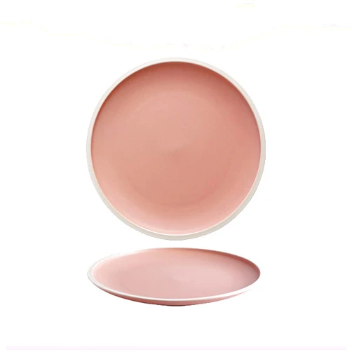 HELPGEG Dessert Dishes Ceramic Plates Breakfast Plate Frosted Texture Dinner Plate Ceramic Appetizer Plate 8 Inch Roun (B O)