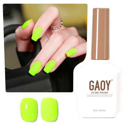 GAOY Neon Green Gel Nail Polish, 16ml Soak Off Gel Polish, UV Light Cure for Nail Art DIY Manicure at Home, 2278 Neon Green