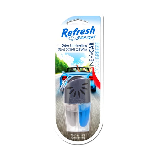 Refresh Your Car! E300877301 Dual Scented Oil Wick, New Car/Cool Breeze