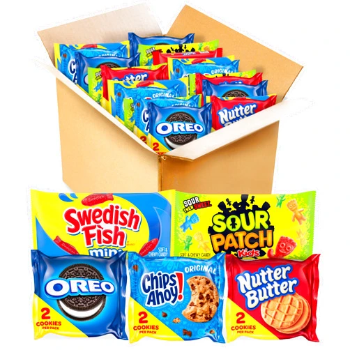 Nabisco OREO, CHIPS AHOY!, Nutter Butter, SOUR PATCH KIDS & SWEDISH FISH Cookies & Candy Variety Pack, 40 Snack Packs