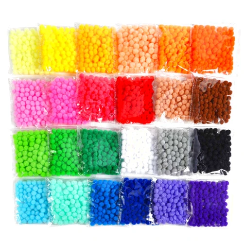 Caydo 2400 Pieces 1cm Pom Poms, Multicolor Small Pompom Balls with 100 Pieces Wiggly Eyes for Kids Arts and Crafts Projects Decorations