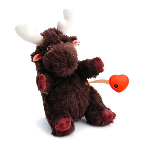 Fuzzwoof Moose Heart Beat Dog Toy for Puppy - Soft Plush Stuffed Animal Dog Pal with Heartbeat for Puppy Small Medium Large Breed, Ideal for Comfort & Anxiety Relief - Small