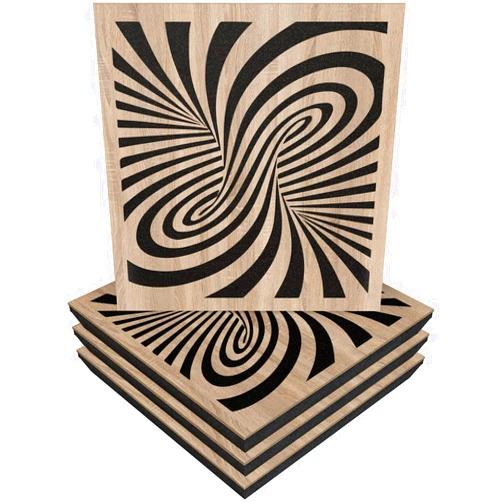 Soundexact Sound Absorption-Diffuse Acoustic Panel''Twirl'' for recording studio (4 pack) | Wood laminated (1.18'', Sonoma)