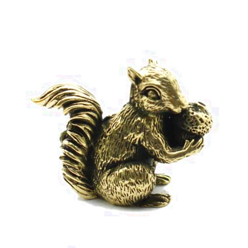 TEAMWILL Small Brass Metal Statue Ornament Animal Figurines Figurine House Decoration 1PC (Squirrel (1PC)