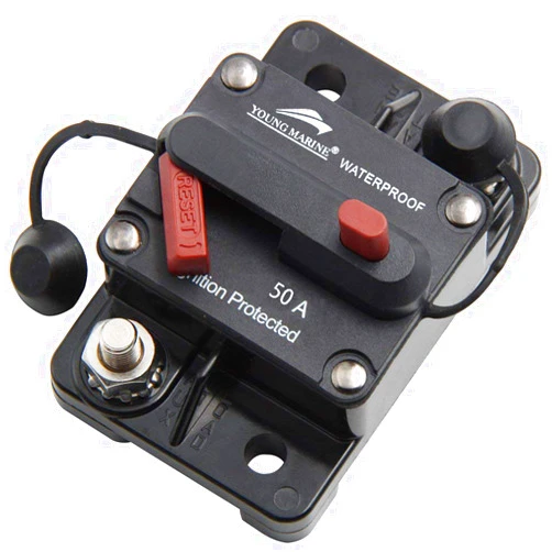 Young Marine Circuit Breaker for Boat Trolling with Manual Reset,Water Proof,12V- 48V DC