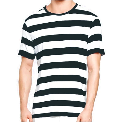 Ezsskj Men's Short Sleeve Striped T Shirt Crew Neck Tee Outfits Halloween Costume Novelty T-Shirts Tops