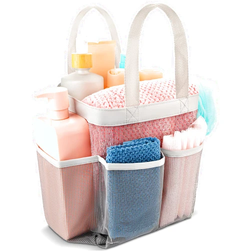 Handy Laundry Mesh Shower Caddy Bag - Easily Carry and Organize College Dorm, Bathroom Toiletry Essentials while Taking a Shower. (Grey)