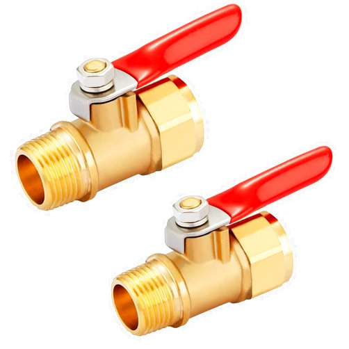 Minimprover Heavy Duty Brass 2 PCS Inline Mini Ball Valve Shut Off Switch, 3/8