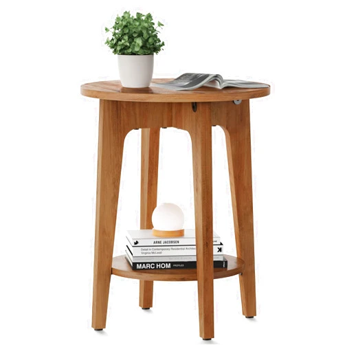VASAGLE Side Table, Small Round End Table with Lower Shelf, Nightstand for Small Spaces, Living Room, Bedroom, Rustic Walnut ULET283T41