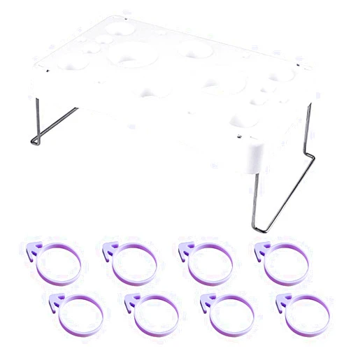 TIMGOU Cake Decorating Icing Bag Holder Tray Stand with 8 pcs Piping Bag Ties-8 Hole Pastry Tube Holder Tool for Baking Cupcakes Cookies