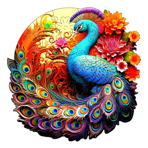 Wetufin Wooden Jigsaw Puzzles for Adults, Peacock Style Wooden Jigsaw Puzzles for Adults Large Size Puzzles Unique Shape Puzzles, Gifts for Birthday Christmas Friends New Years Family Games