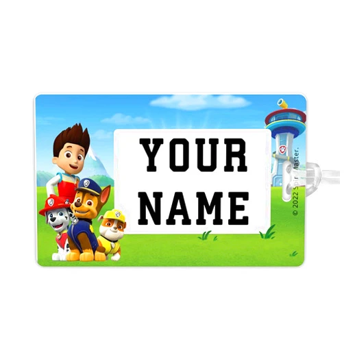 Oliver's Labels PAW Patrol Theme Personalized Waterproof Custom Name Large Bag Tag - Camping Gear, Luggage, Kindergarten