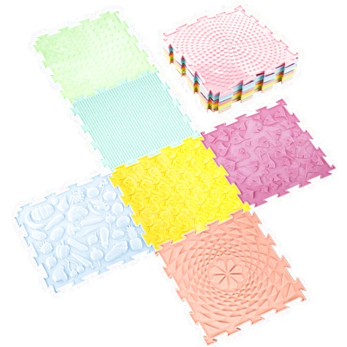 Maitys 7 Pcs Sensory Mat for Autistic Children Massage Game Mats Orthopedic Puzzle Play Mats Textured Sensory Floor Tiles for Kids Toddler Autism Room Indoor(Candy Color)