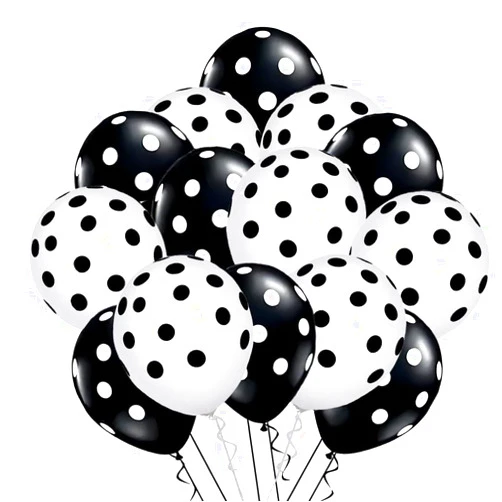 Wrovitik 50 Pcs Latex Balloons, 12 Inch Black and White Polka Dot Balloons for Graduation Brithday Balloon Wedding Balloon Decoration