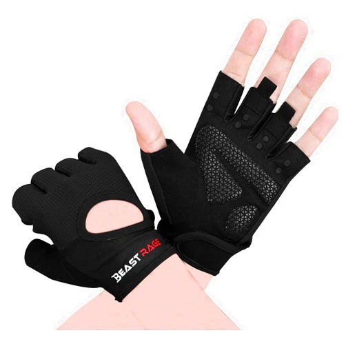BEAST RAGE Workout Gloves for Men Gym Gloves for Weightlifting Women Fingerless with Palm Protection Padding, Breathable and Lightweight Weight Lifting Gloves Cycling Pull Up