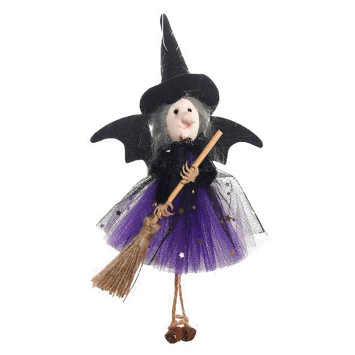 HENJUSH Witch Doll Halloween Decoration Toys, House Decorations for Home Desktop, House Decorations, Kitchen Witch Doll with Broom, Halloween Witch Figurines (A 2Pcs)