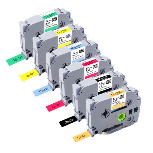 BEYONDTEK 6Pk Replace for Brother Label Maker Tape Work with Brother P Touch Label Tape 12mm 0.47 Laminated Colored TZ 1/2